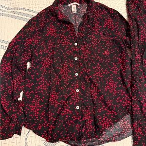 Victoria's Secret Black and Red Heart Pajama Set